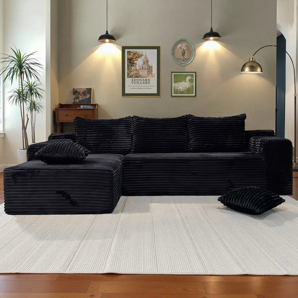 Wholesale Sofa Set Furniture Vacuum Compressed Beige L Shape Sectional for Small Space Apartment