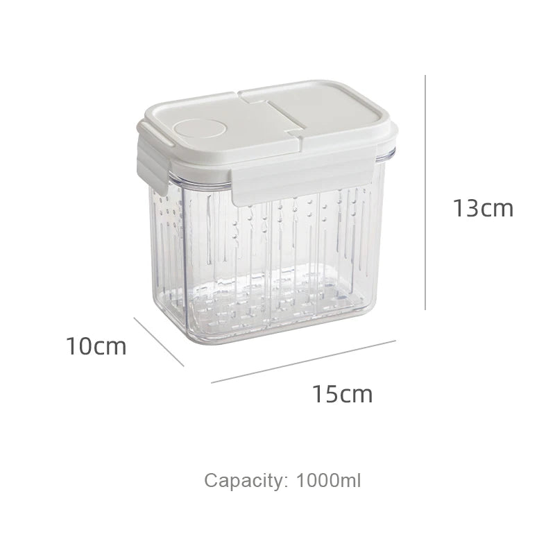 Food Storage Container with Drain Basket for Fruits, Pickles & Wet/Dry Foods