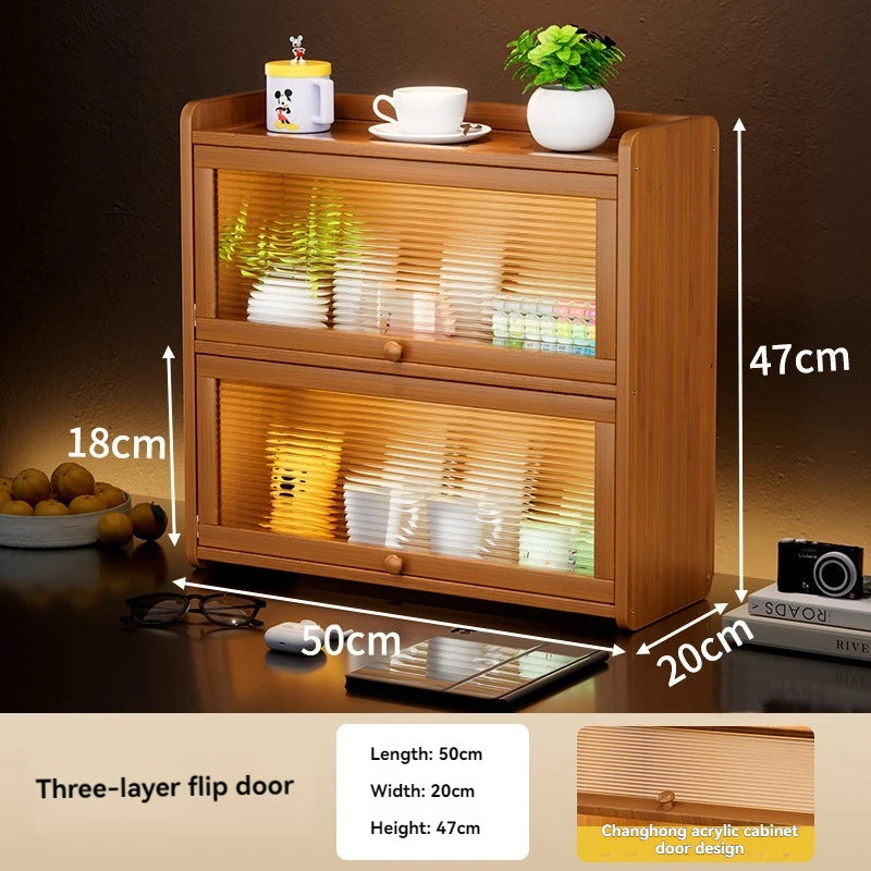 Kitchen countertop seasoning rack storage shelf, product sorting rack, layered multifunctional storage cabinet, dust-proof cabin