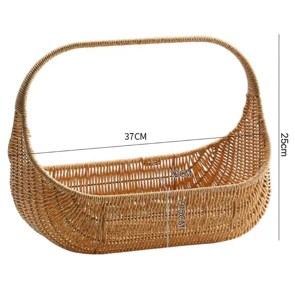 Handwoven Rattan Bread & Fruit Basket — Natural Rustic Serveware