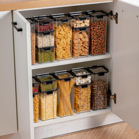 NNEOBA Food Storage Containers Kitchen Storage Organization Kitchen Storage Box Jars Ducts Storage for Kitchen PET Food Storage Box Lid