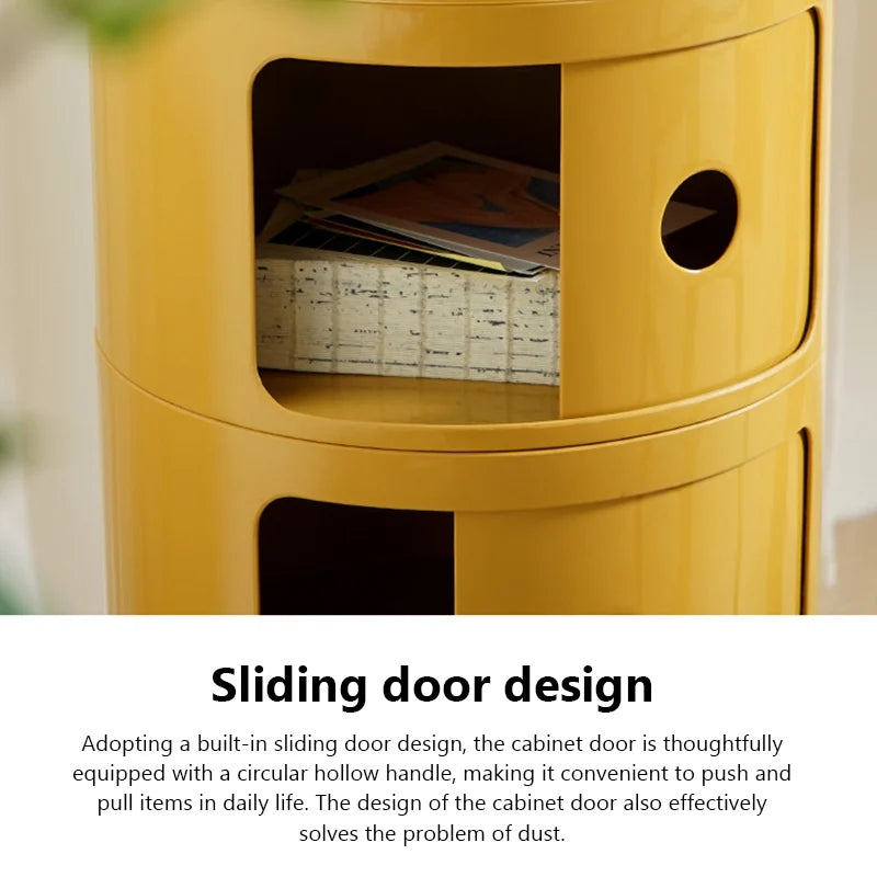 Plastic Round Bedside Table Book Cosmetics Snack Storage Cabinet 3-Tier Living Room Sofa Side Storage Table Portable Nightstand