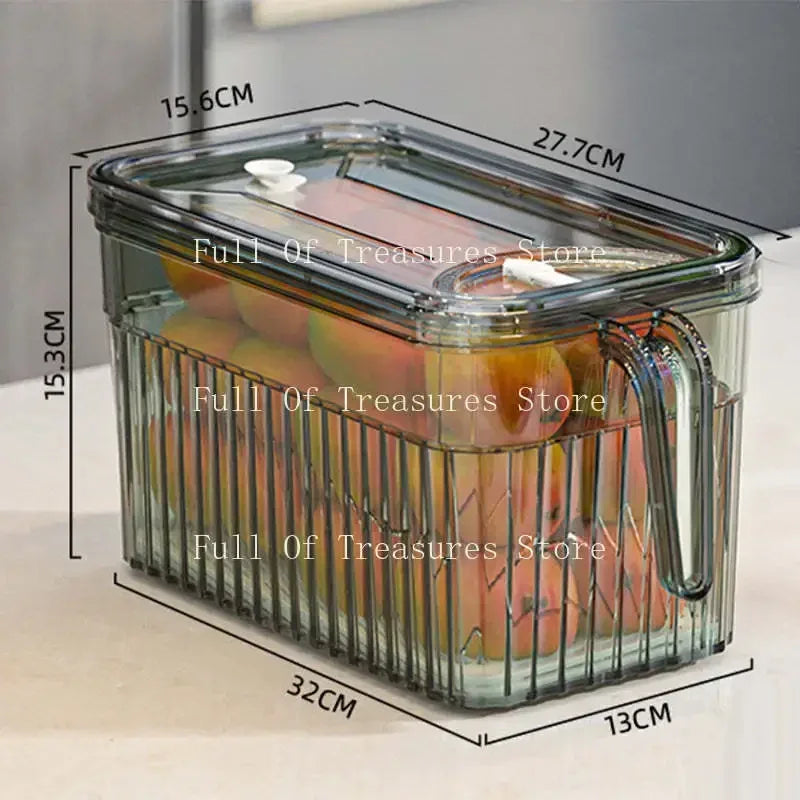 Refrigerator Produce Storage Containers with Drain Basket for Fruits & Vegetables