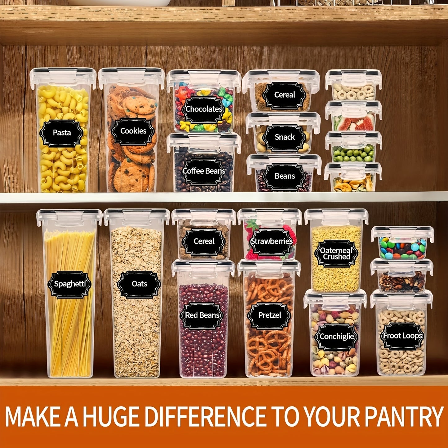 Skroam 36-Pack Airtight Food Storage Containers – BPA-Free Pantry Organization Set with Lids, Labels & Marker