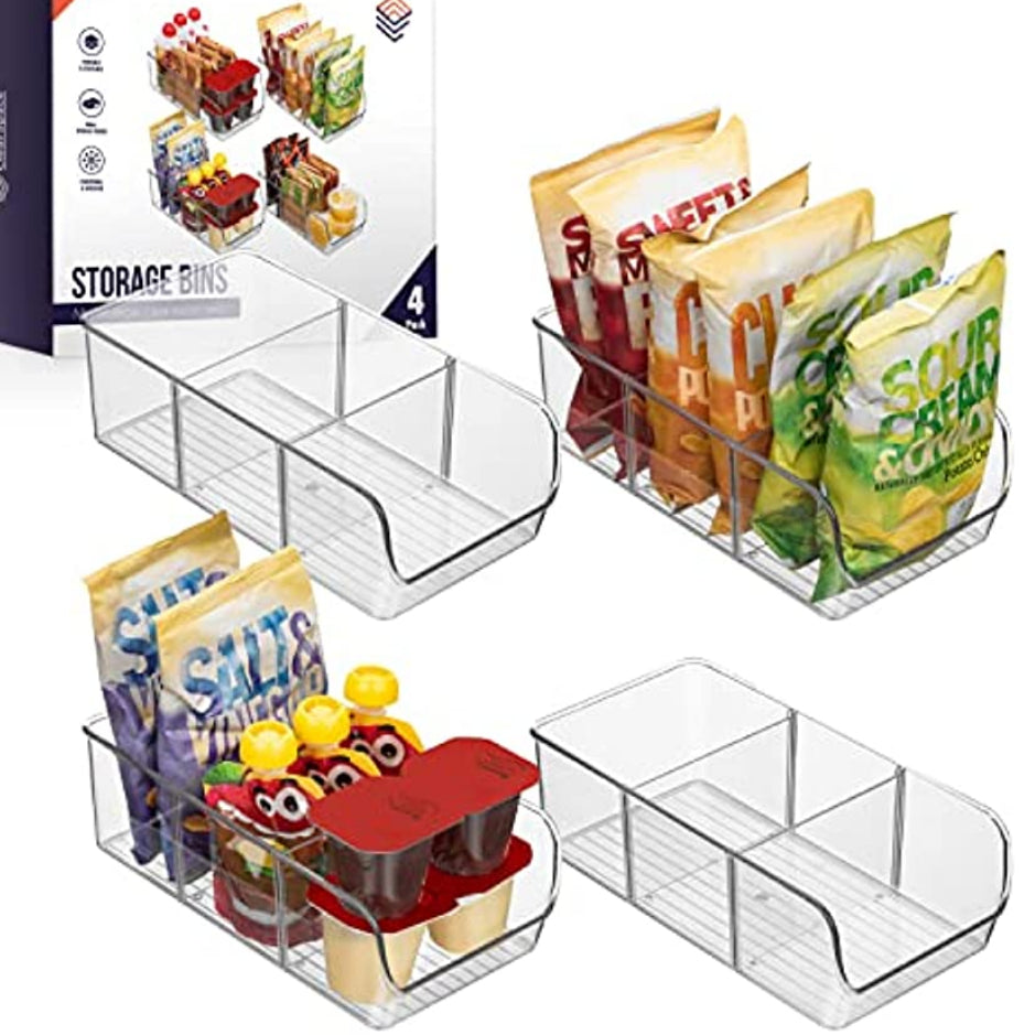 Clear Pantry Storage Bin with Dividers (1 Bin)