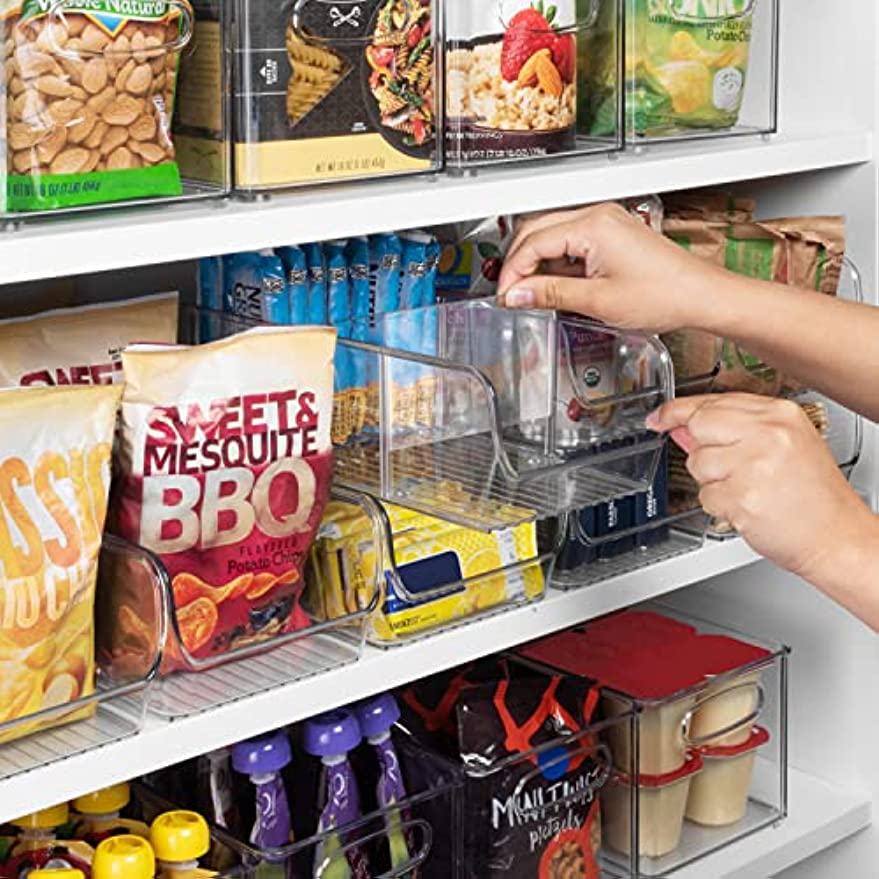 Clear Pantry Storage Bin with Dividers (1 Bin)