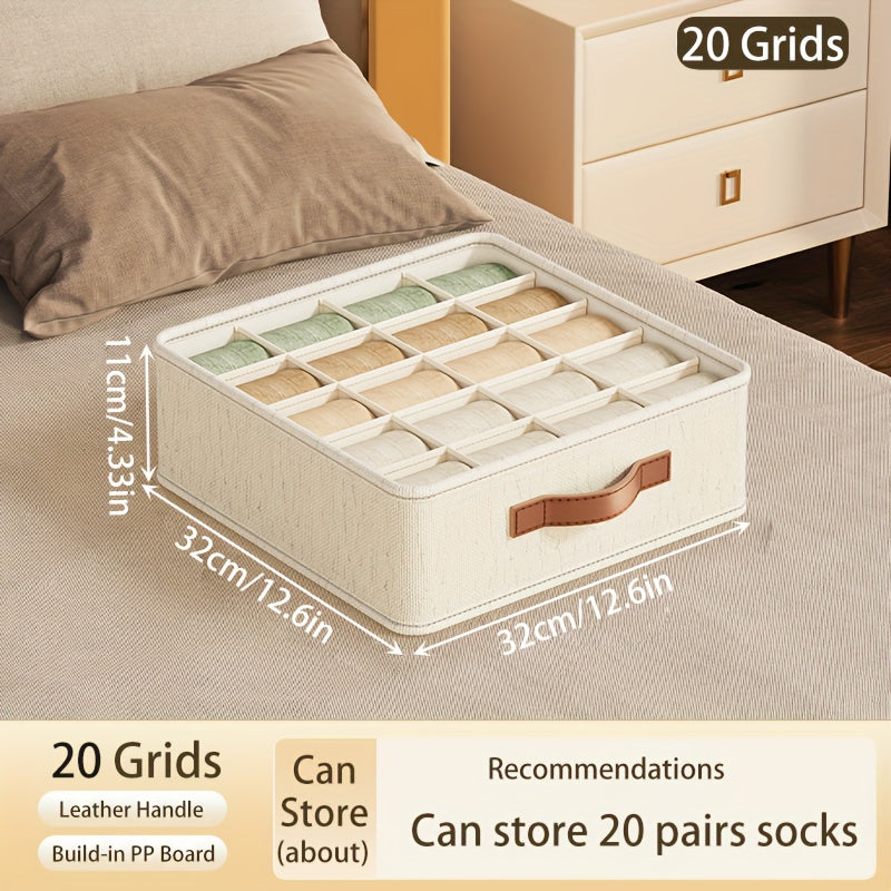 Foldable Drawer Organizer – Beige Fabric Storage Bin with Rose Gold Handles (1 Bin)