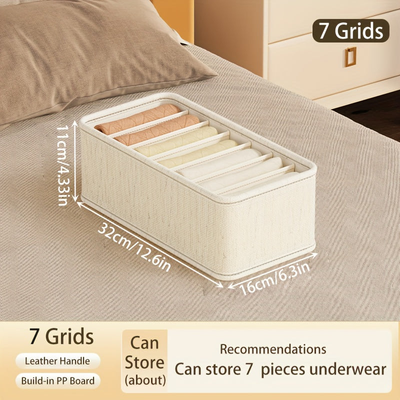 Foldable Drawer Organizer – Beige Fabric Storage Bin with Rose Gold Handles (1 Bin)