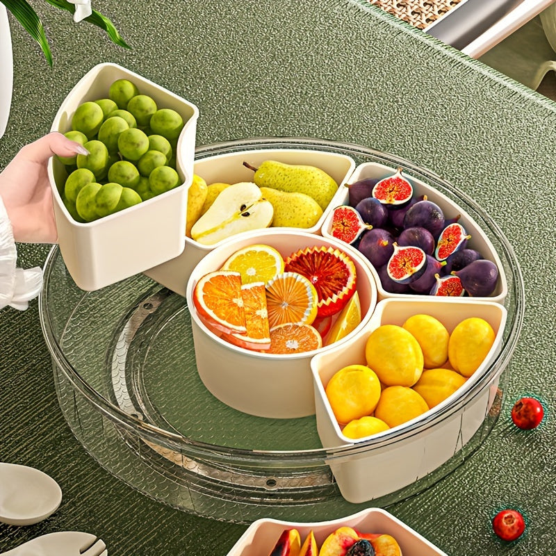 NNETM Round Plastic Food Storage Organizer with Lid