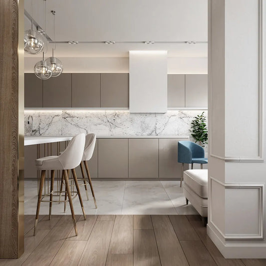 Angel Grace Modern White Shaker Modular Kitchen Cabinet MDF Panel PVC/Lacquer Design Island Furniture Kitchen Cabinets Product