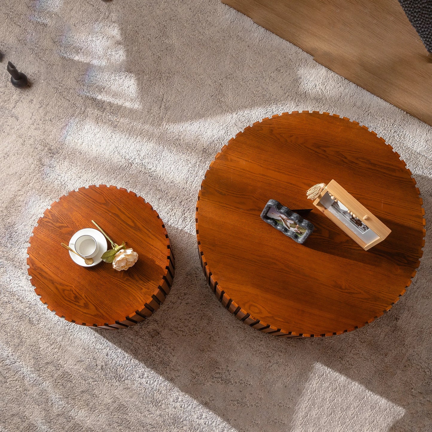 USA Overseas Geometric Modern Design Warehouse Wood Grain Coffee Table High Quality Living Room Furniture Ready Ship