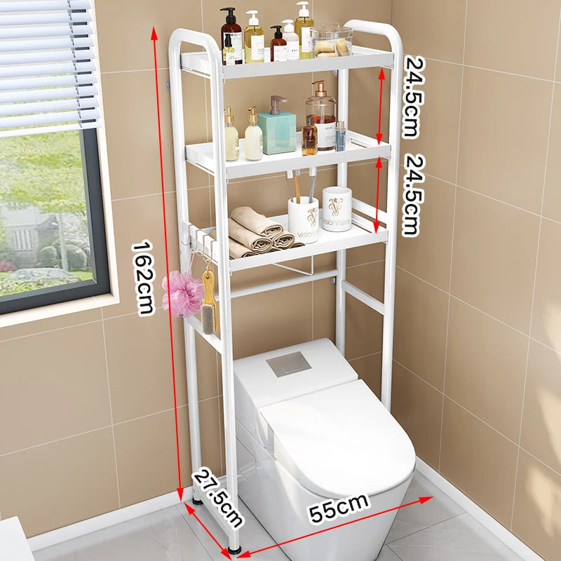 3-Tier Adjustable Over-Toilet Storage Rack – Space-Saving Metal Bathroom Organizer Shelf