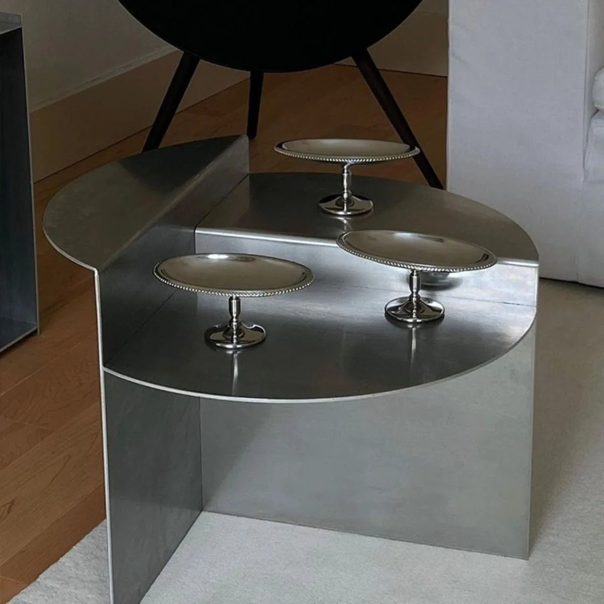 Modern Luxury European Stainless Steel Marble Wabi-Sabi Side Table Convertible Korean Coffee for Living Room Furniture