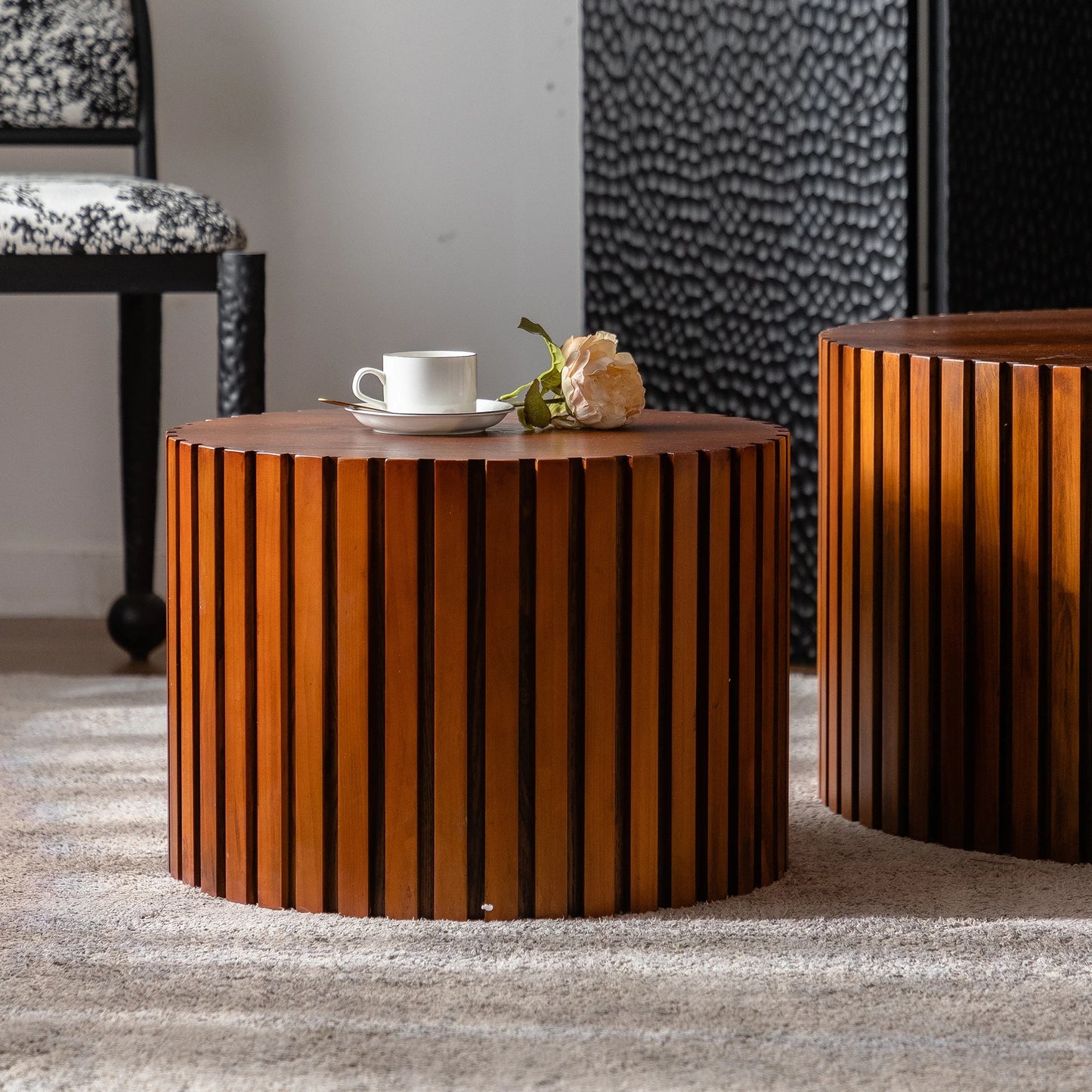 USA Overseas Geometric Modern Design Warehouse Wood Grain Coffee Table High Quality Living Room Furniture Ready Ship