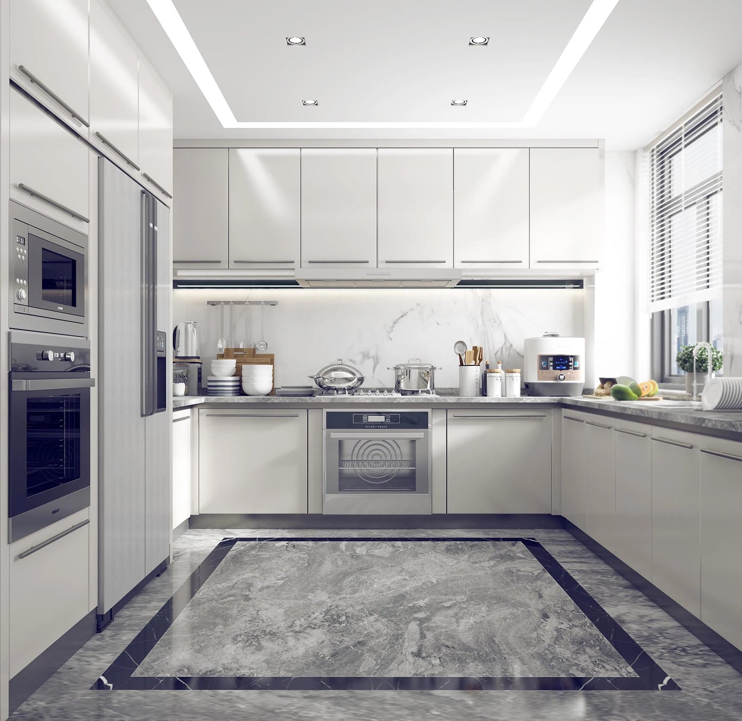 Angel Grace Modern White Shaker Modular Kitchen Cabinet MDF Panel PVC/Lacquer Design Island Furniture Kitchen Cabinets Product