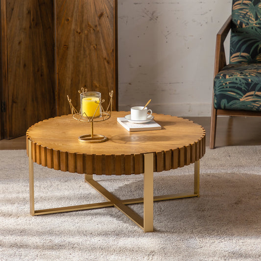 America Overseas Warehouse Home Furniture Hot Sale Geometric Three-dimensional Wood Grain Coffee Table  Material Metal Base