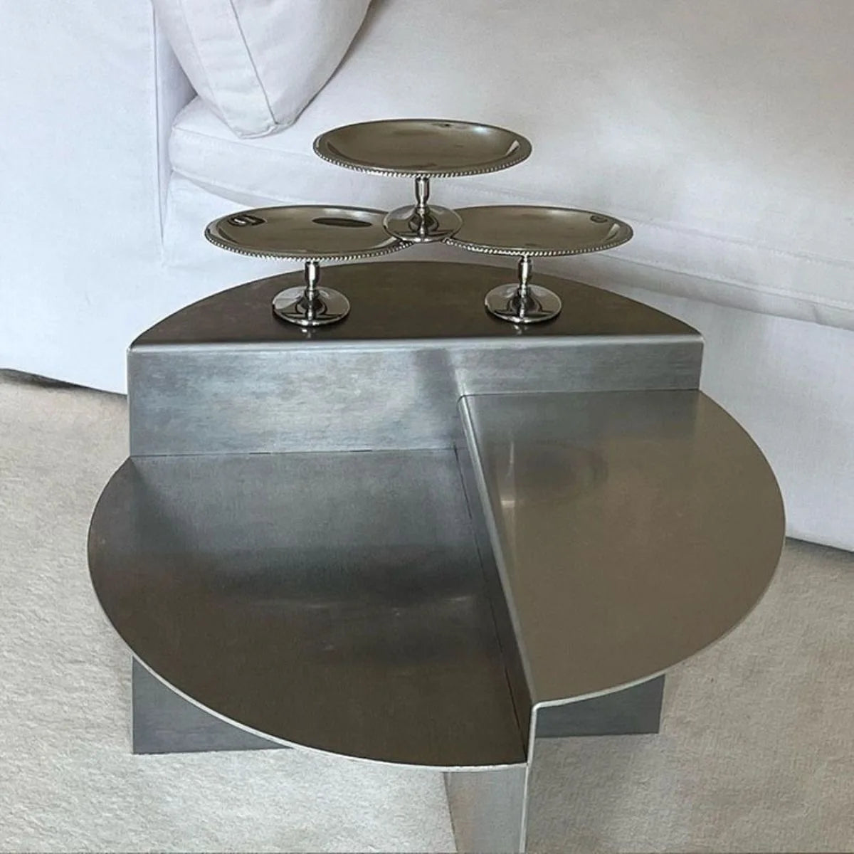 Modern Luxury European Stainless Steel Marble Wabi-Sabi Side Table Convertible Korean Coffee for Living Room Furniture