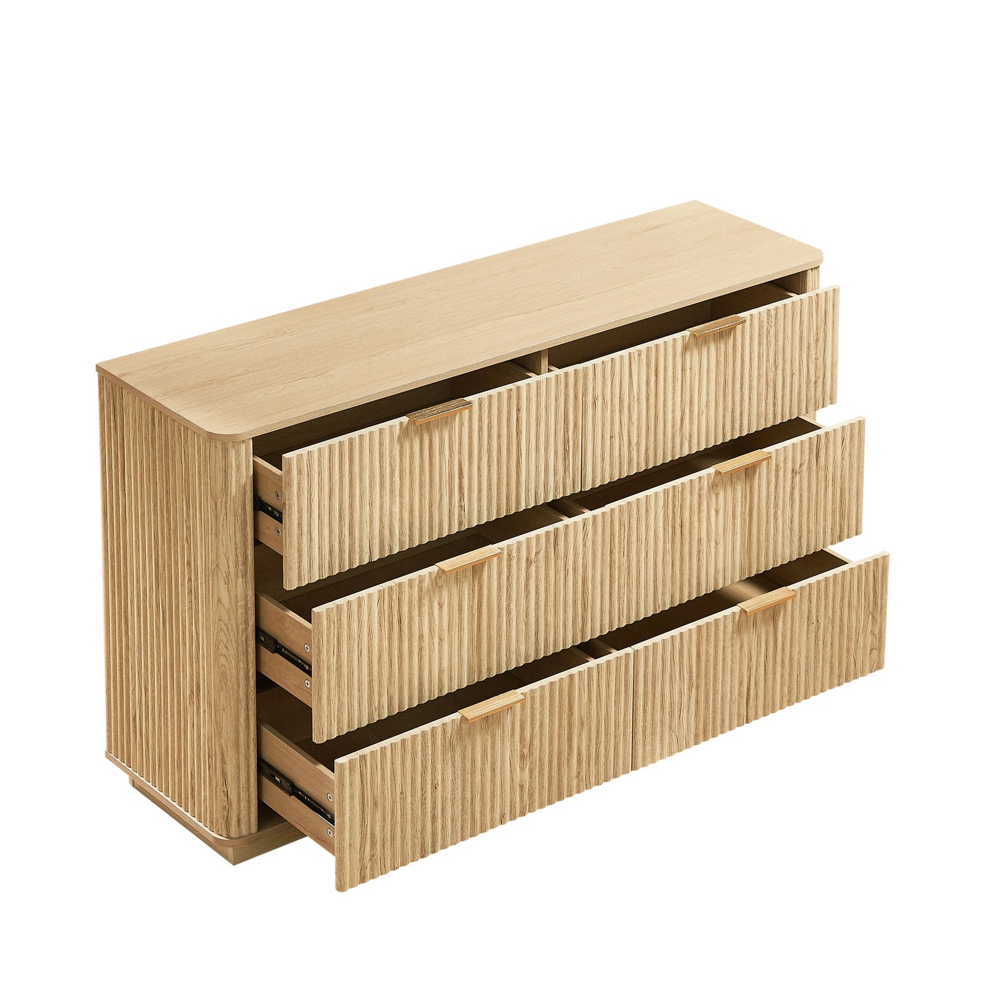 Modern American Style 6-Drawer Solid Wood Dresser with Natural Oak Finish Dressing Bedroom Furniture Set