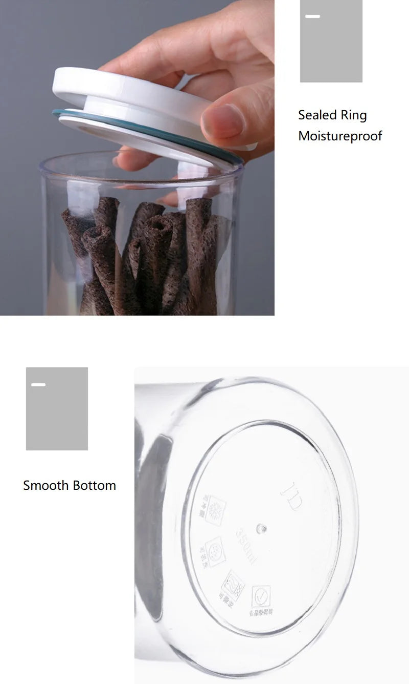 Clear Airtight Food Storage Jar — Sealed Container for Snacks & Pantry Staples