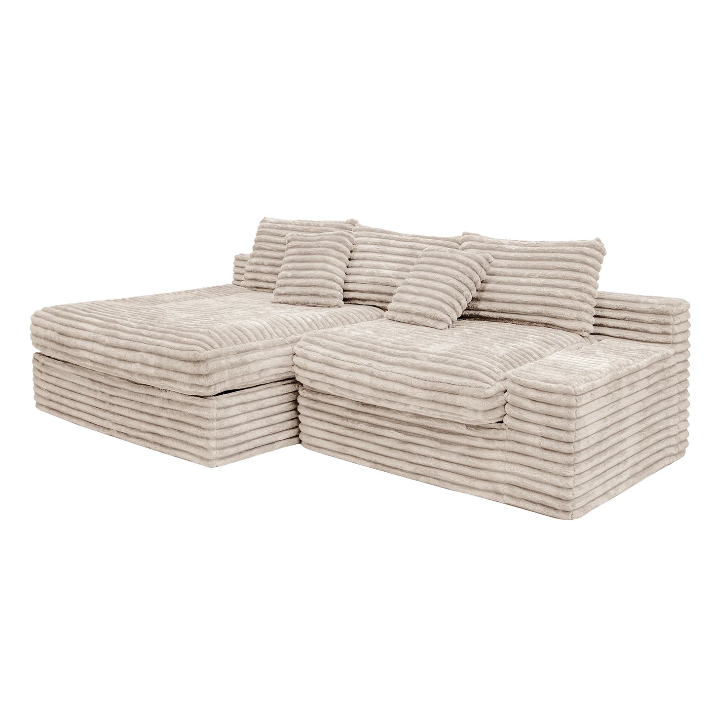 Modern Velvet Wood Leg Sectional Recliner Sofa Set Eco-Friendly Washable Fabric Adjustable Convertible Living Room Furniture