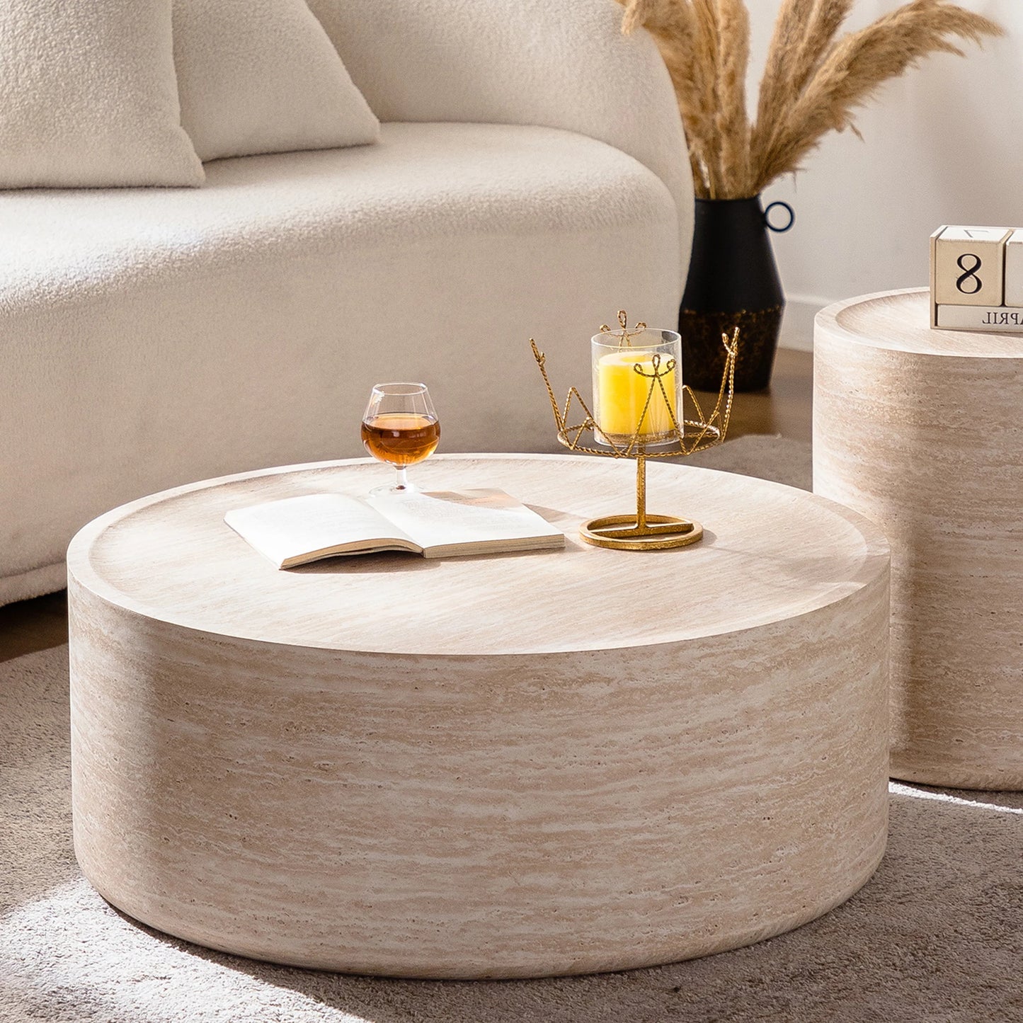 New Italian Minimalist Modern Design Small Apartment Wood Round Coffee Table for Living Room Home Furniture Easy to Clean