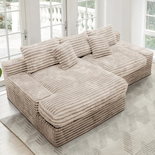 Modern Velvet Wood Leg Sectional Recliner Sofa Set Eco-Friendly Washable Fabric Adjustable Convertible Living Room Furniture