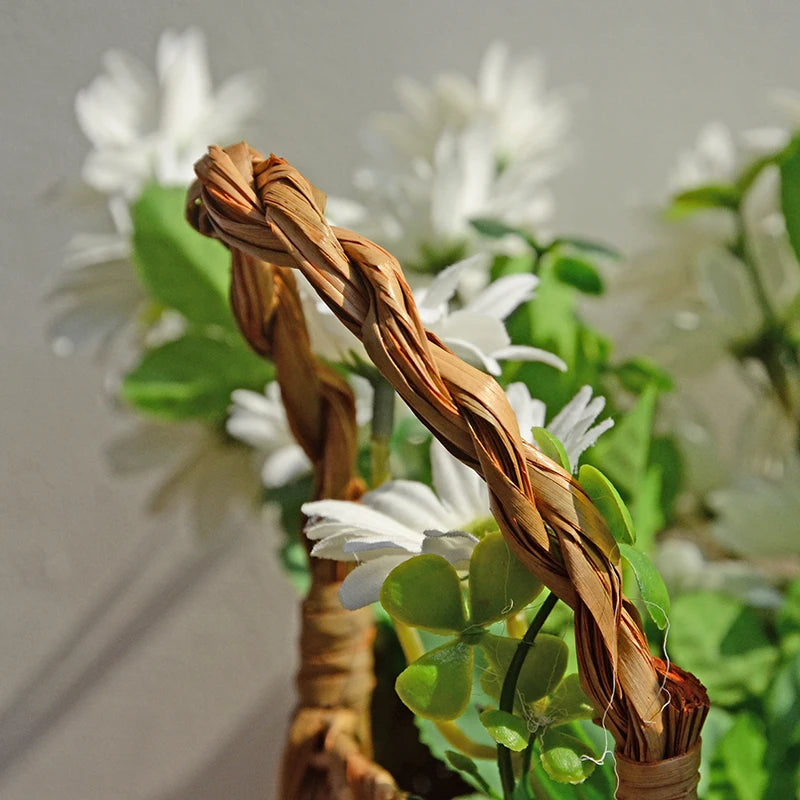 Home Cestas Mimbre Striped Wicker Storage Baskets Laundry Basket Handmade Collapsible Straw Patchwork Seagrass Osier Panier