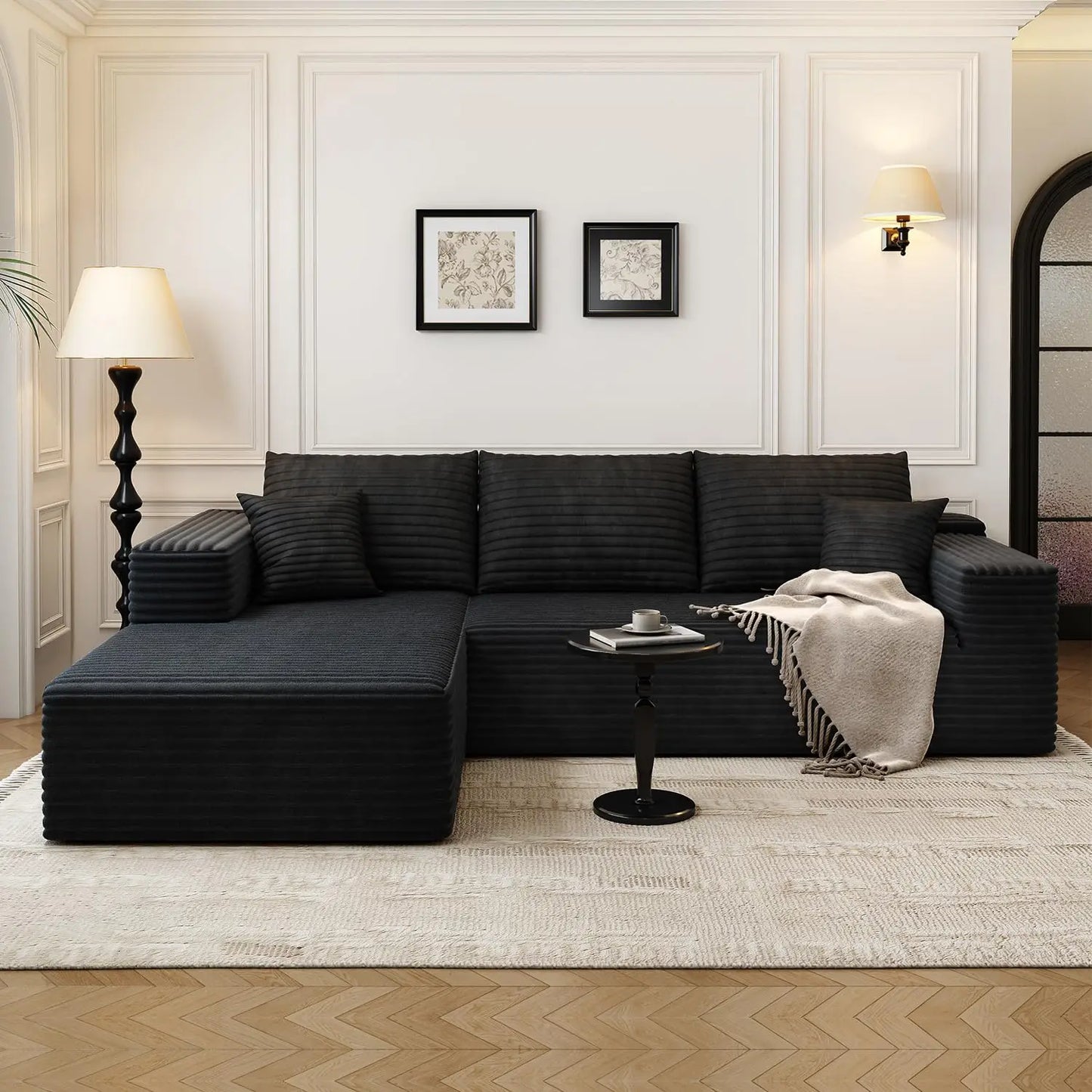 Wholesale Sofa Set Furniture Vacuum Compressed Beige L Shape Sectional for Small Space Apartment