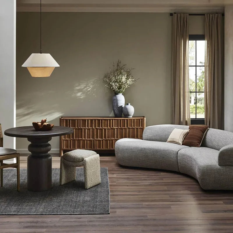 RH American Solid Wood Round Coffee Table Durable Traditional Style Dining Table for Home Living Room Furniture