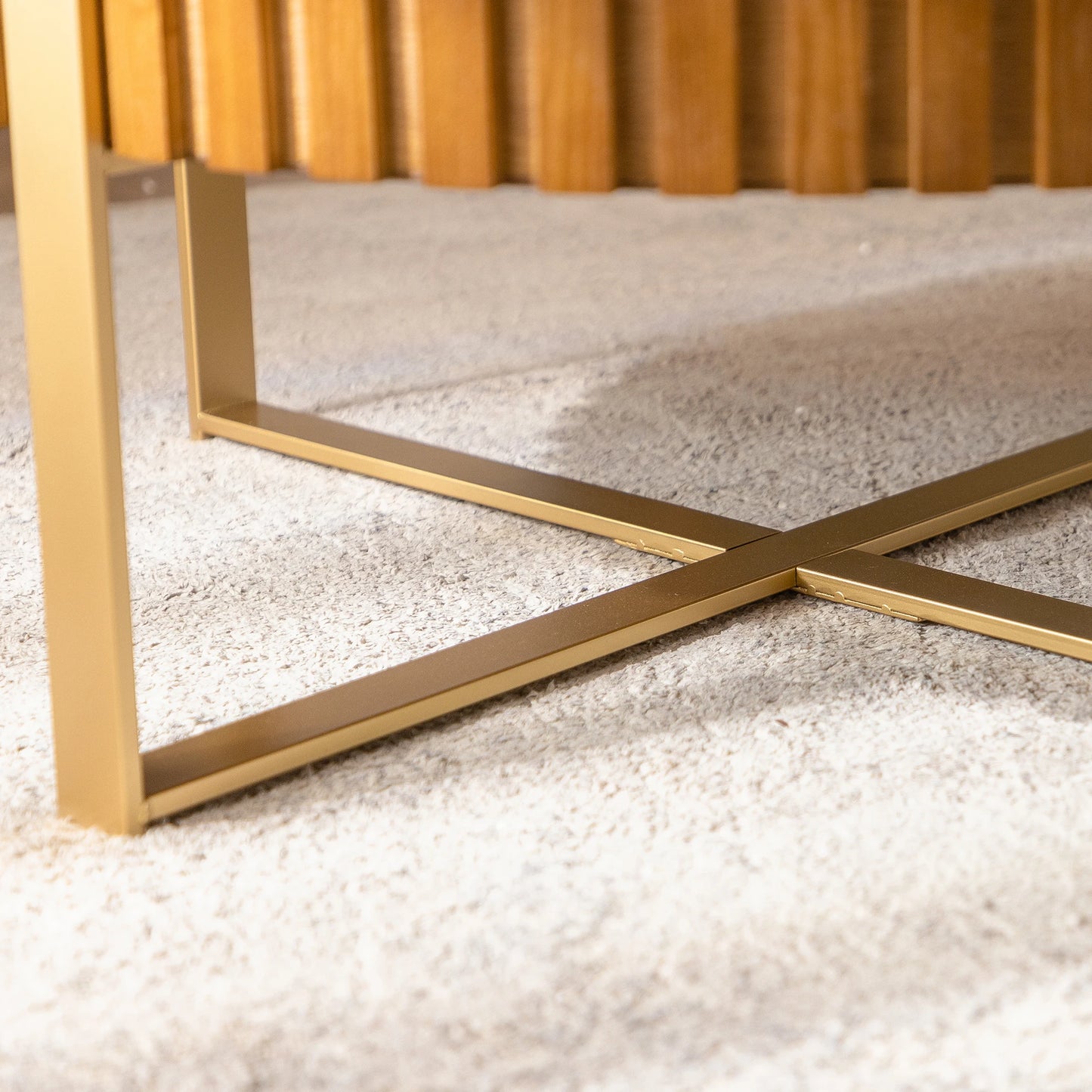 America Overseas Warehouse Home Furniture Hot Sale Geometric Three-dimensional Wood Grain Coffee Table  Material Metal Base