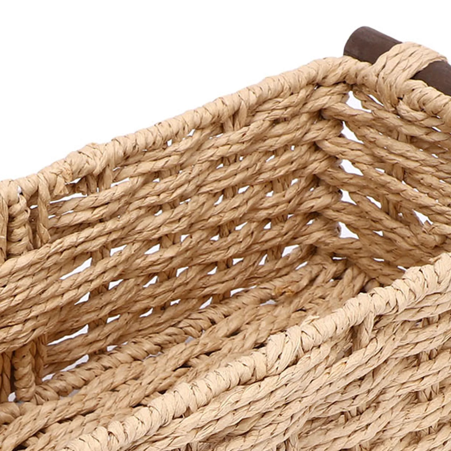 Toilet Paper Basket Handmade Decorative Cabinet Organizer Basket Breathable Wooden Handles Portable Paper Rope for Countertop