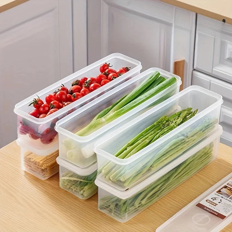 4-Piece Long Rectangular Food Storage Containers for Refrigerator Organization