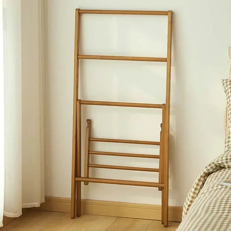 Modern Design Wooden Bedroom Floor Space Arrangement Storage Rack Hangers Foldable Towel Rack Shoe Rack Clothing Rack