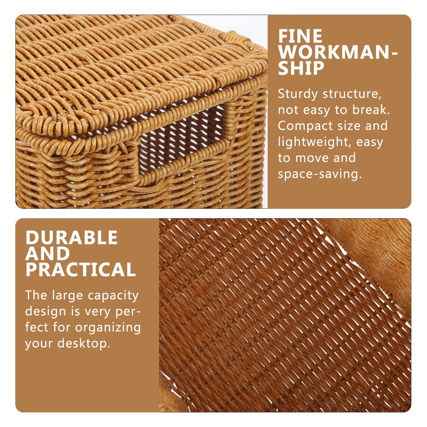 Basket Woven Storage Box Multi Function Basket Decorative Container Home Bins Indoor Clothes Toy Holder Lightweight Basket