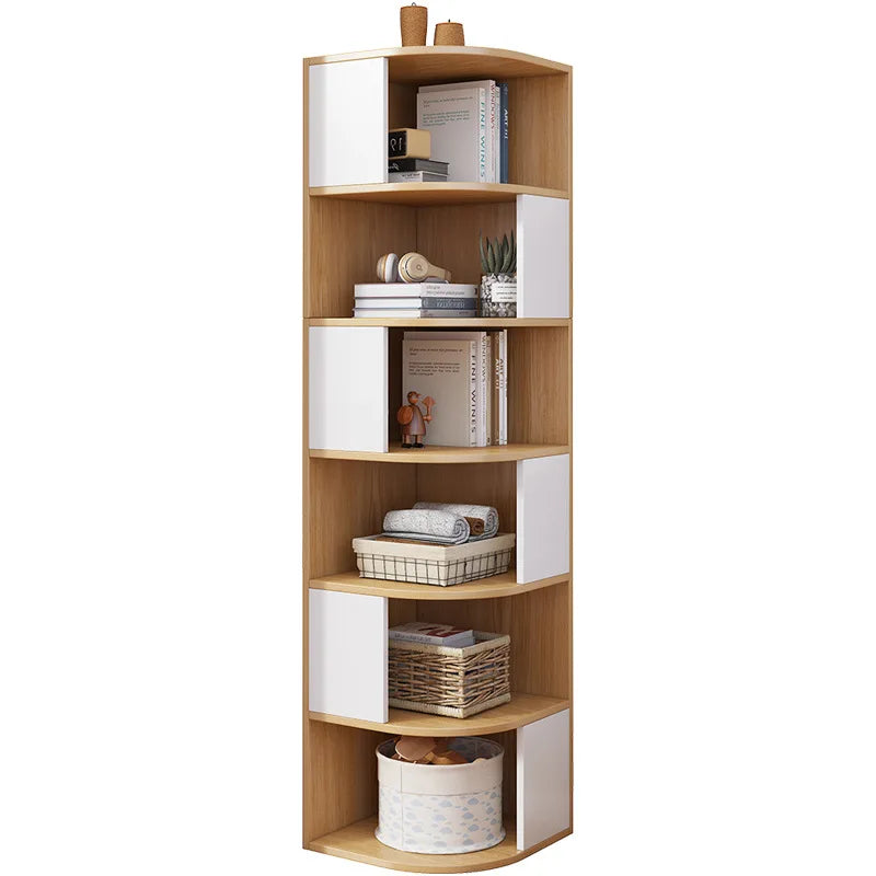 Solid Wood Wall-Mounted Corner Shelf Unit Narrow Bookshelf with Storage Space-Saving Design for Small Living Room & Home Office