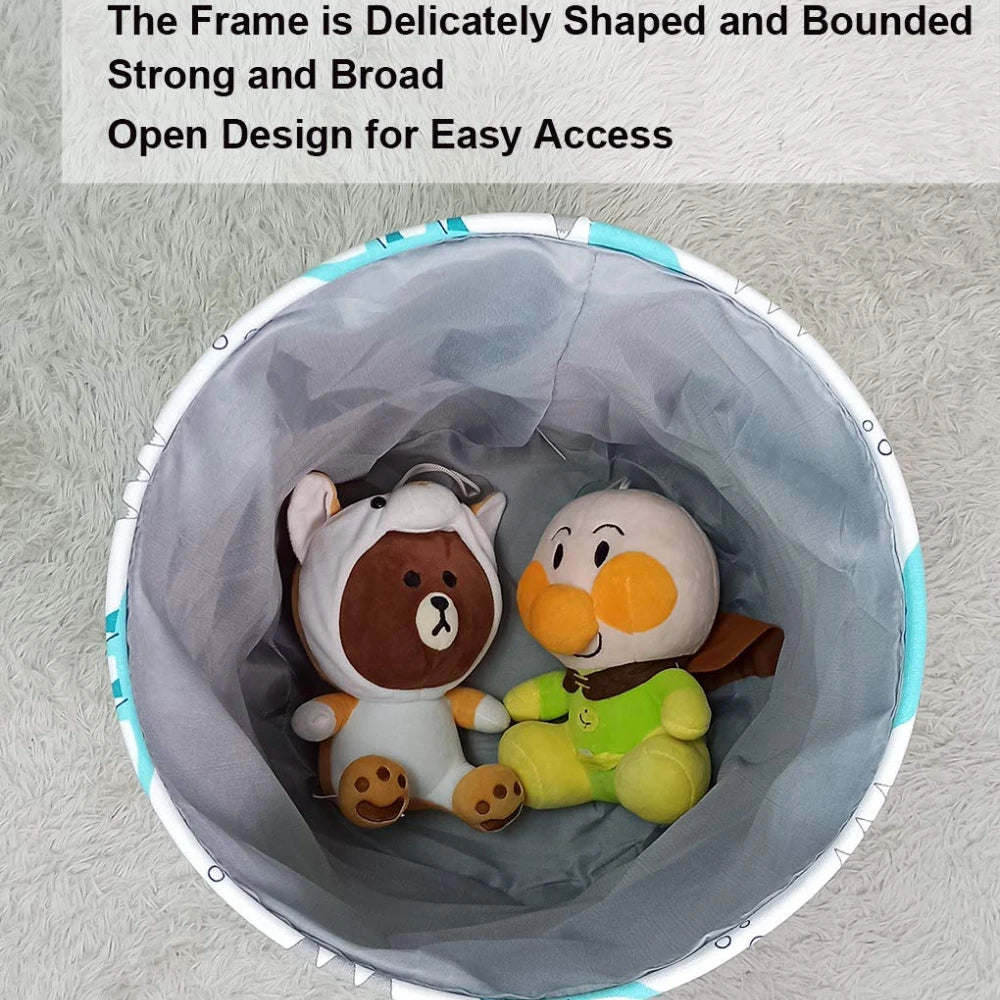 Toys Storage Baskets Collapsible Convenient Storage Basket Cartoon Print Thickened Fabric Drawstring Clutter Storage Organizer