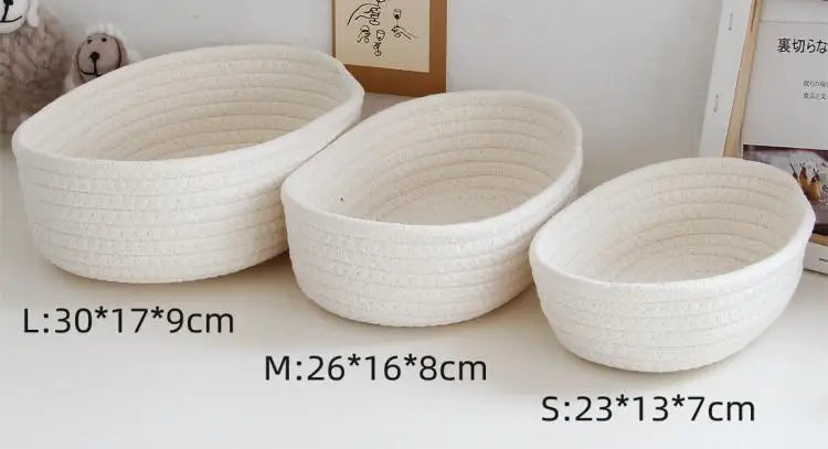 Woven Storage Baskets Multifunctional Desktop Sundries Cosmetics Kids Toys Organizer Box Desk Stationery Space Saving Cases