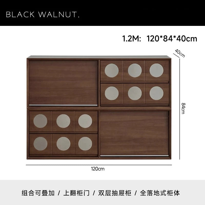 Retro Solid Wood Combination TV Cabinet Living Room Storage Lockers French Floor Bedroom Bedside Storage Cabinet Can Stacked