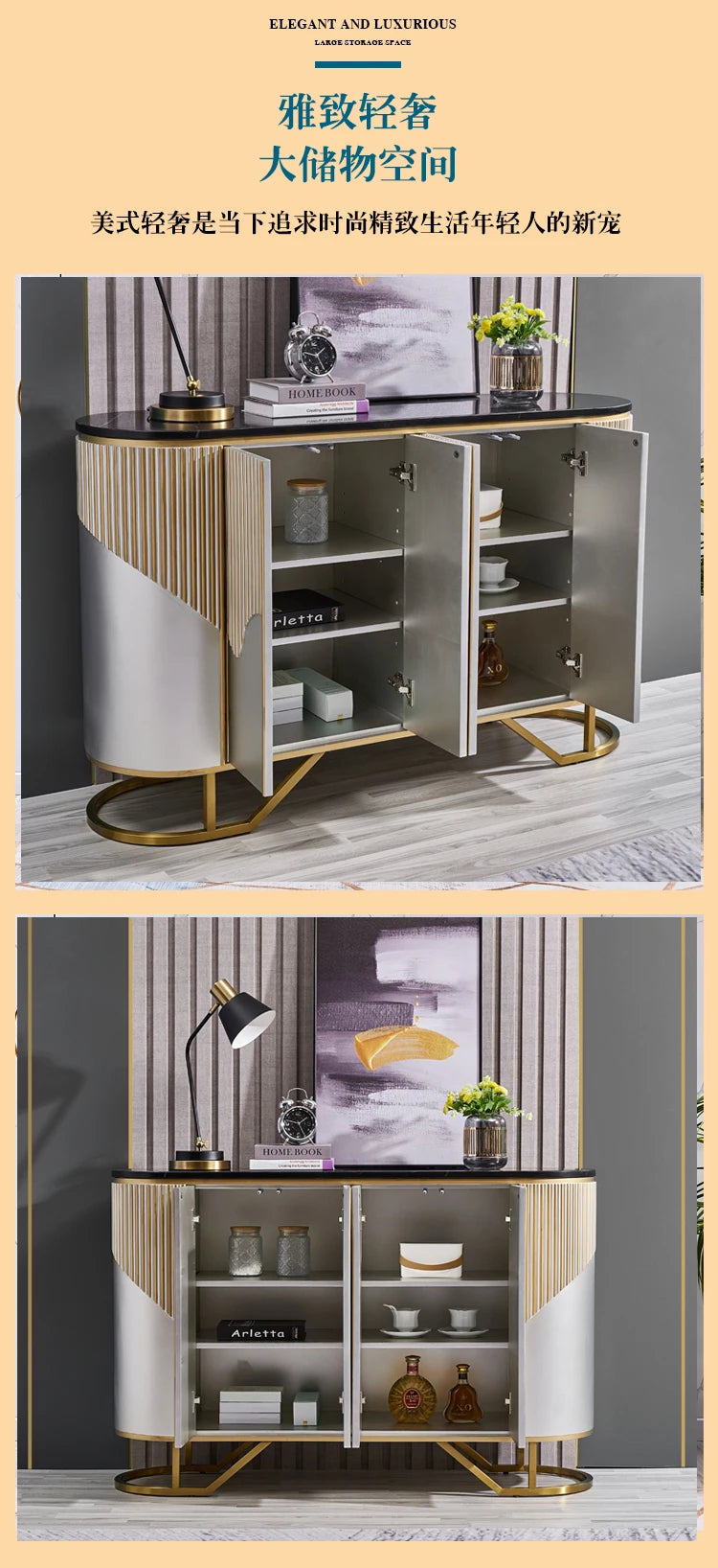 Living Room Storage Cabinet Metal Design Big Showcase Wine Sideboard Luxury Bedroom Meuble De Rangements Home Accessories