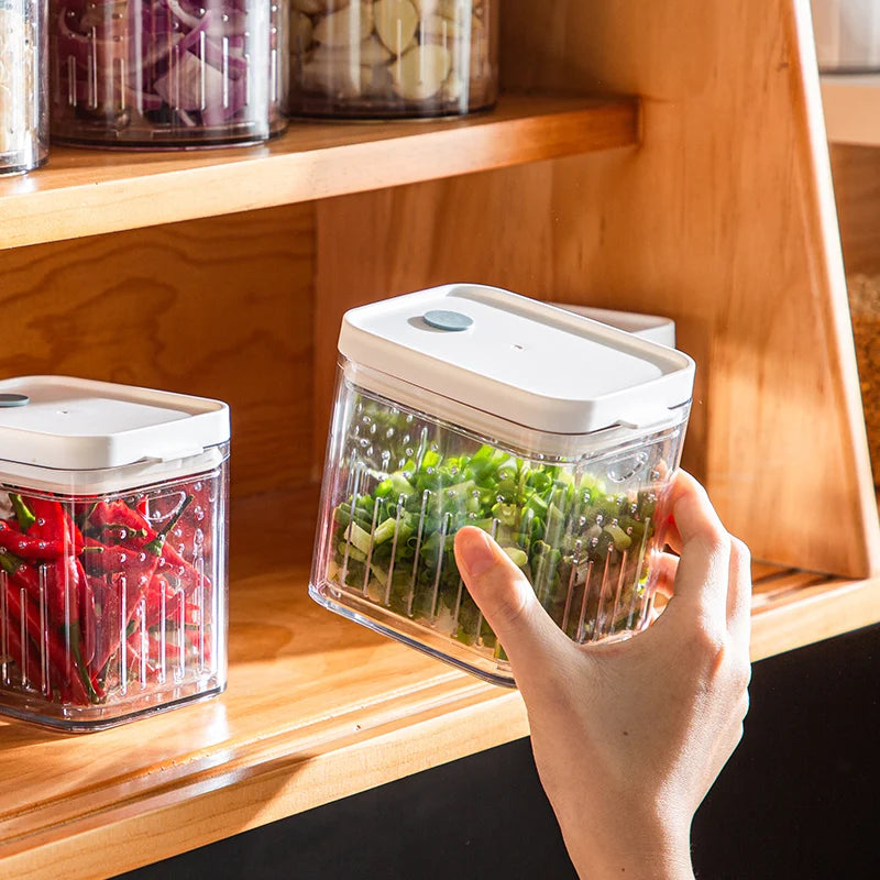 Food Storage Container with Drain Basket for Fruits, Pickles & Wet/Dry Foods