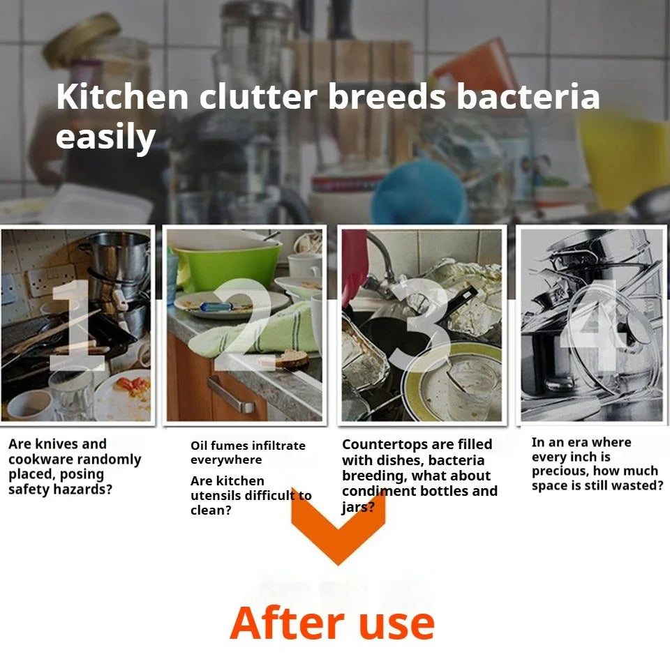 Kitchen Spice Rack Kitchen Storage Rack Household Accessories Multifunctional Dish Cutlery Knife Spoon Sink Rack Set Organizer