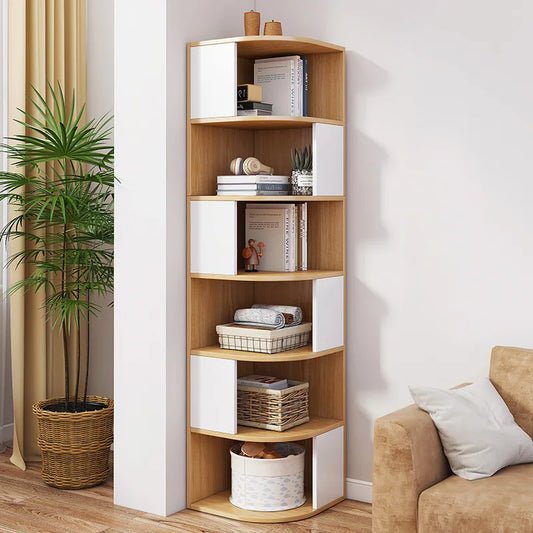Solid Wood Wall-Mounted Corner Shelf Unit Narrow Bookshelf with Storage Space-Saving Design for Small Living Room & Home Office