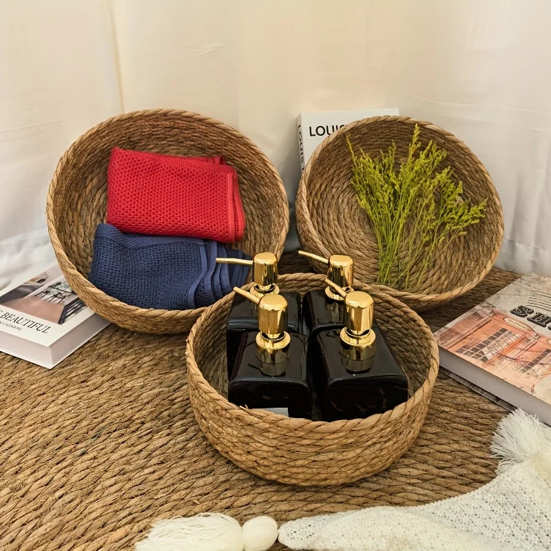 Hand-Woven Straw Baskets, Boho Storage for Home & Office. Perfect Organizer for Towels, Toys & More. Chic Gift Idea!