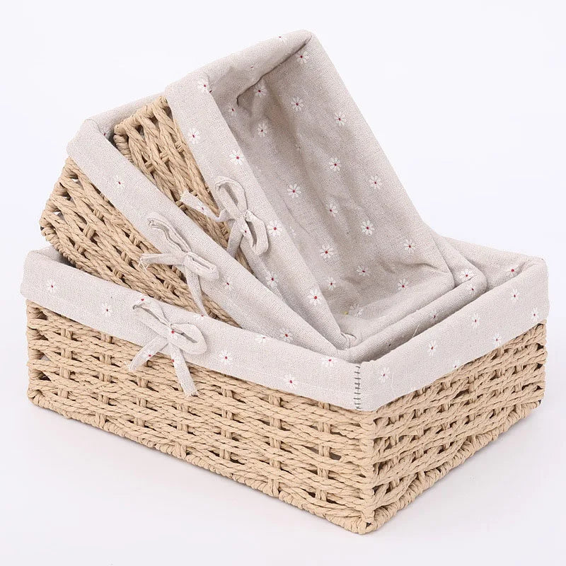 Desk Top Storage Baskets Handmade Storage Box Key Toy Sundries Organizer Laundry Hamper Baskets Clothes Book Snack Storage Box