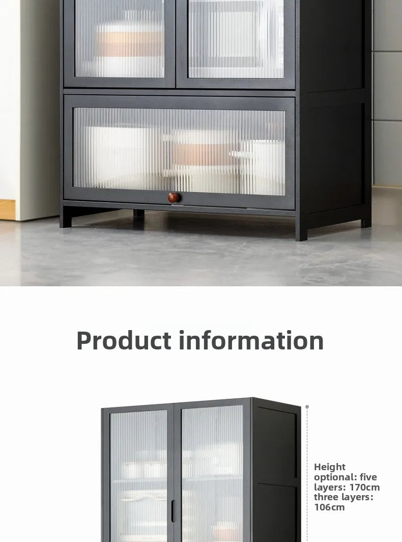 Kitchen shelf, floor standing multifunctional bowl cabinet, microwave oven cabinet, dining side storage cabinet