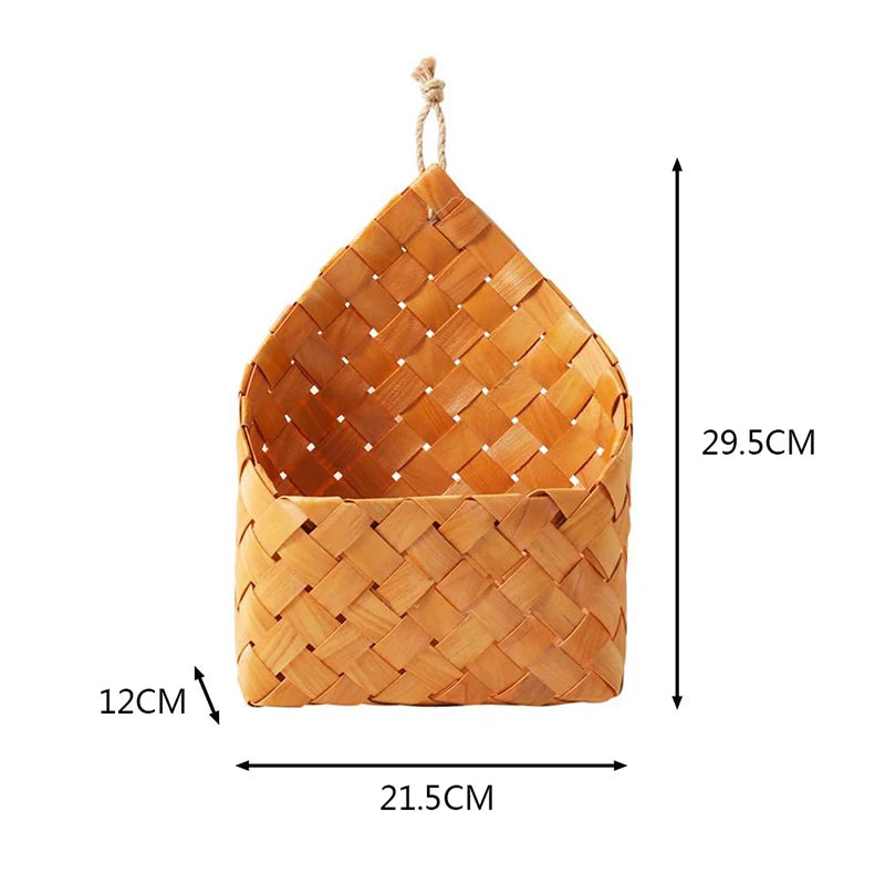 Wall Hanging Storage Baskets Wall Decorative Plant Flower Pot Bamboo Storage Basket for Home Garden Wedding Farmhouse Decoration