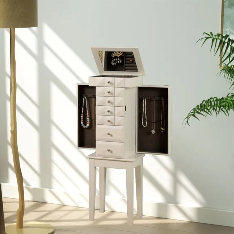 Large Jewelry Cabinet Wooden Storage Locker Living Room Dressers for Bedroom Drawer Storage Furniture Organizer Decoration