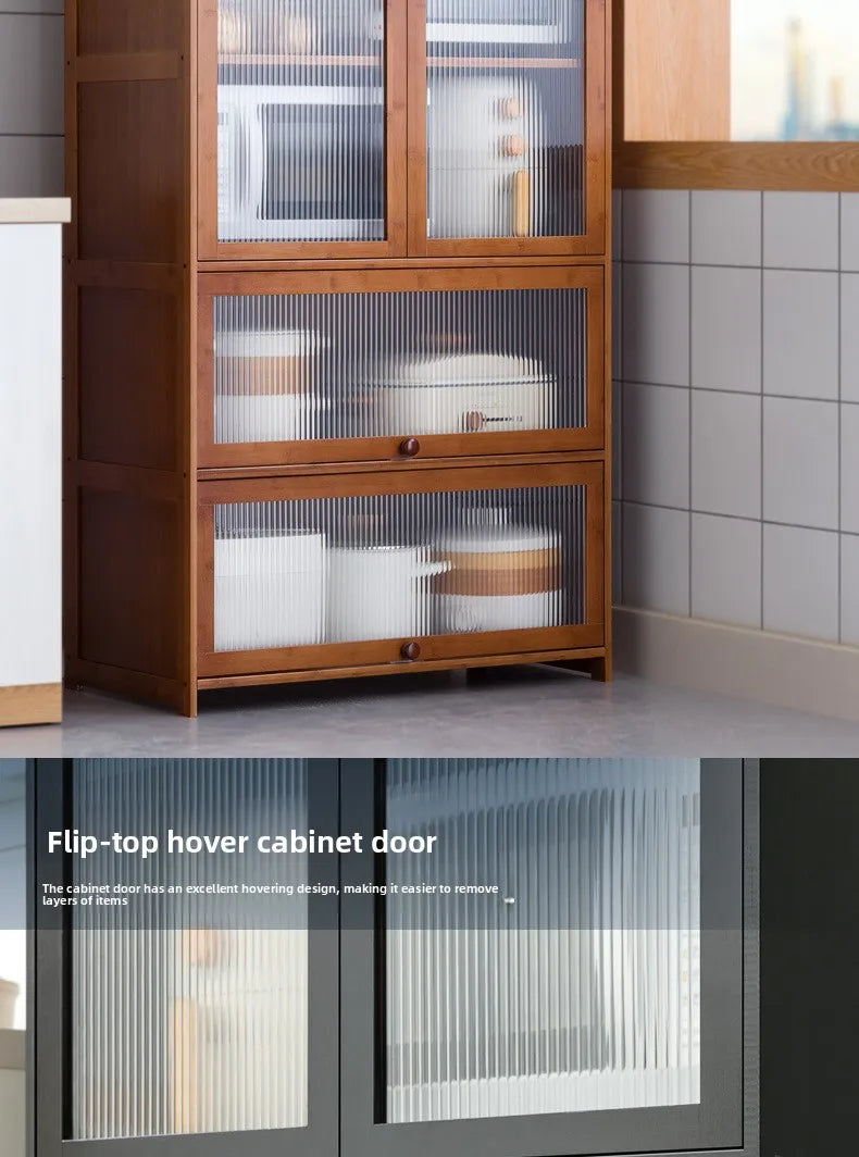 Kitchen shelf, floor standing multifunctional bowl cabinet, microwave oven cabinet, dining side storage cabinet