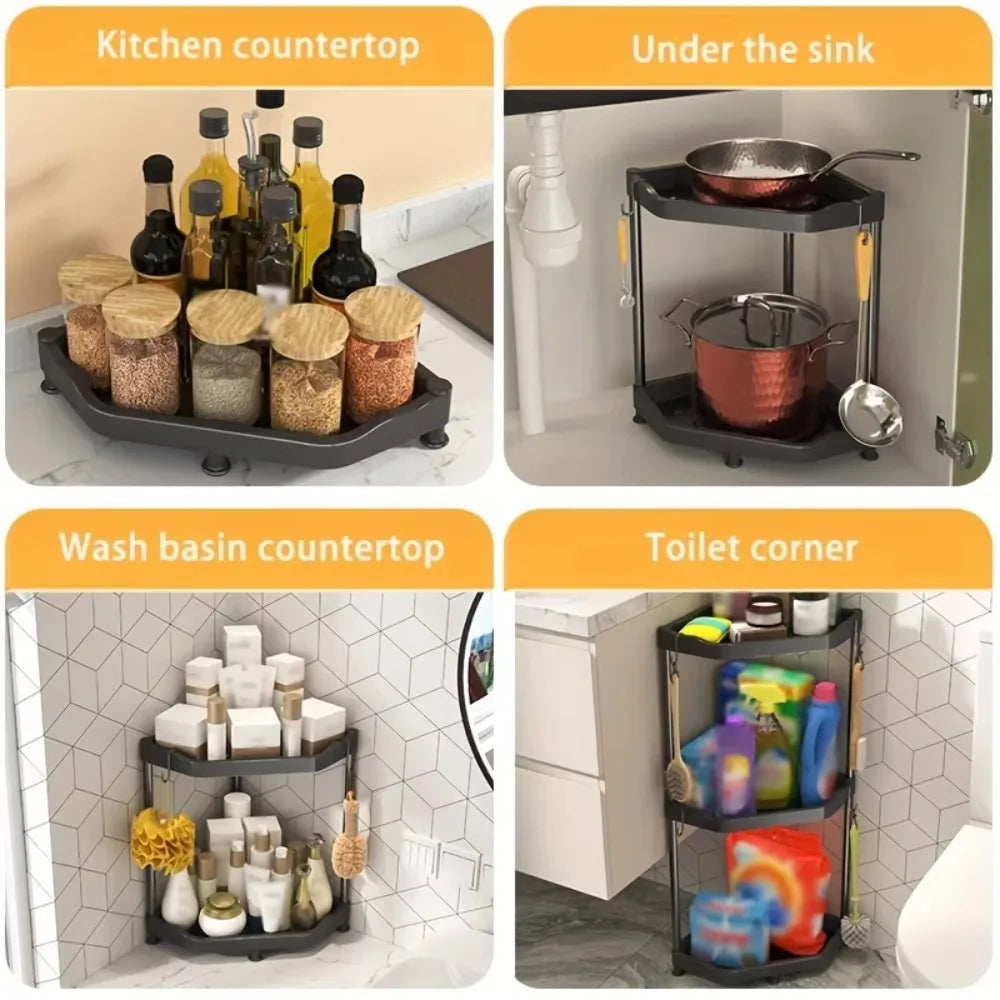 Kitchen Seasoning Shelf Spice Countertop Corner Stands Multi-layer Storage Easy To Clean High-quality Steel Plate Kitchen Shelf