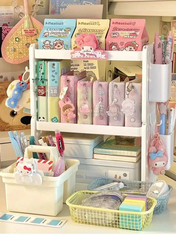 3-Tier Desktop Organizer Shelf with Pegboard – Modular Desk Storage Rack with Hooks & Compartments